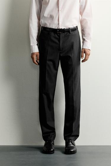 Zara TEXTURED SLIM FIT SUIT PANTS - Anthracite Gray