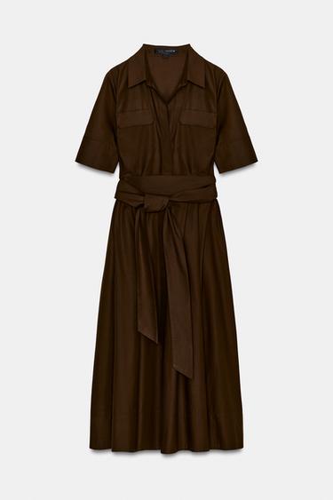 VESTIDO CAMISERO  ZW COLLECTION - Khaki oscuro de Zara - Imagen 0