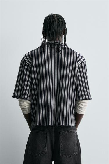 CHEMISE JACQUARD RAYURES - Bleu marine de Zara - Image 2