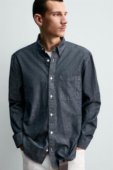 RELAXED FIT DENIM SHIRT - Blue by Zara - Image 5