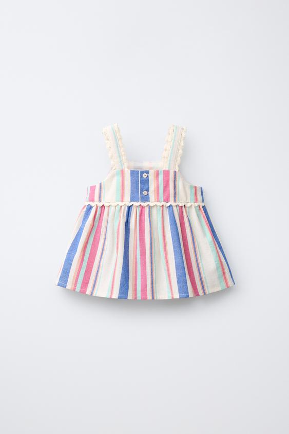 STRIPED TOP WITH LACE TRIM - Multicoloured by Zara - Image 0