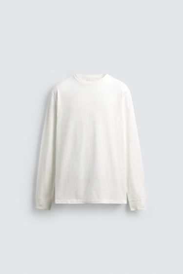 LIGHTWEIGHT LONG SLEEVE T-SHIRT - White by Zara