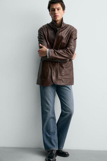 BLAZER EN CUIR ÉDITION LIMITÉE - Cognac de Zara - Image 5