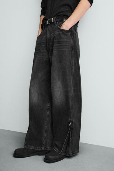 BALLOON FIT JEANS WITH ZIPS - Charcoal by Zara - Image 4