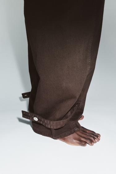 JEANS TRF BALLOON TAILLE NORMALE AVEC BRIDE - Marron de Zara