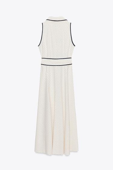 ROBE MIDI CHEMISE À POIS - Écru / Bleu marine de Zara - Image 4
