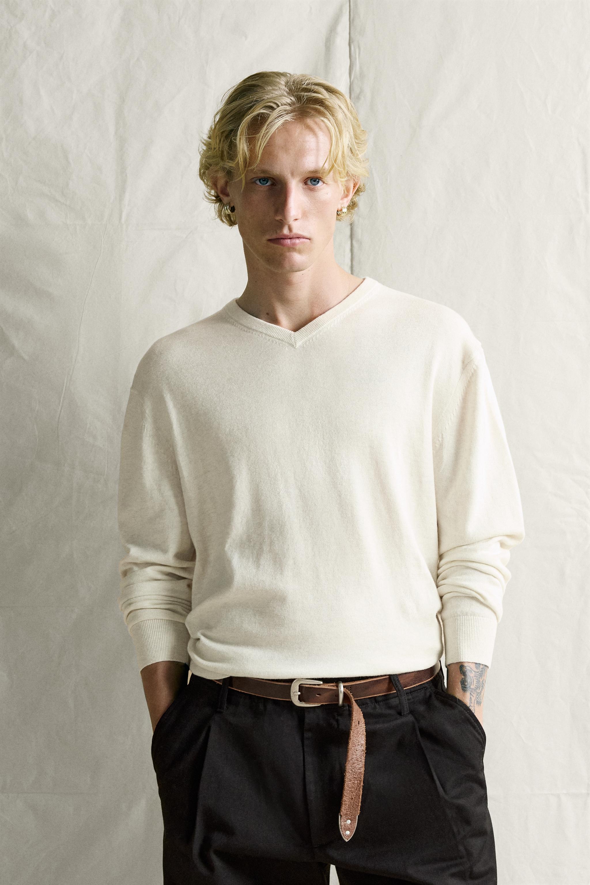 Мужские свитеры Zara REGULAR FIT V-NECK JUMPER — фото 2