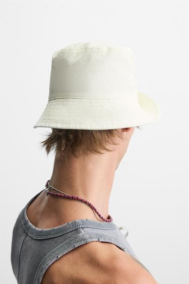 CONTRAST EMBROIDERY BUCKET HAT - Ecru by Zara - Image 2