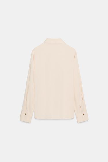 SHIRT WITH WAIST KNOT - Ecru by Zara - Image 5