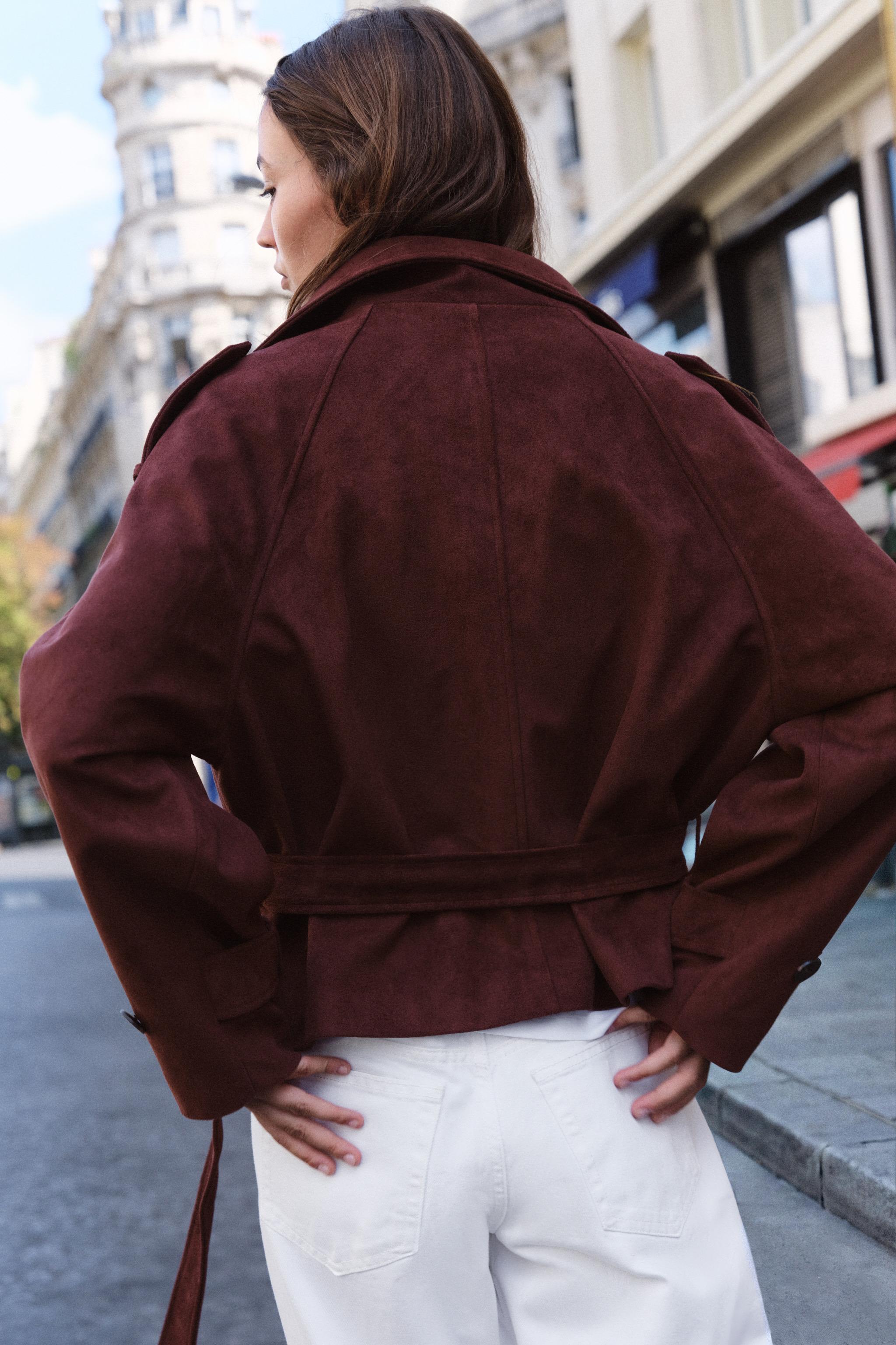 FAUX SUEDE BELTED JACKET