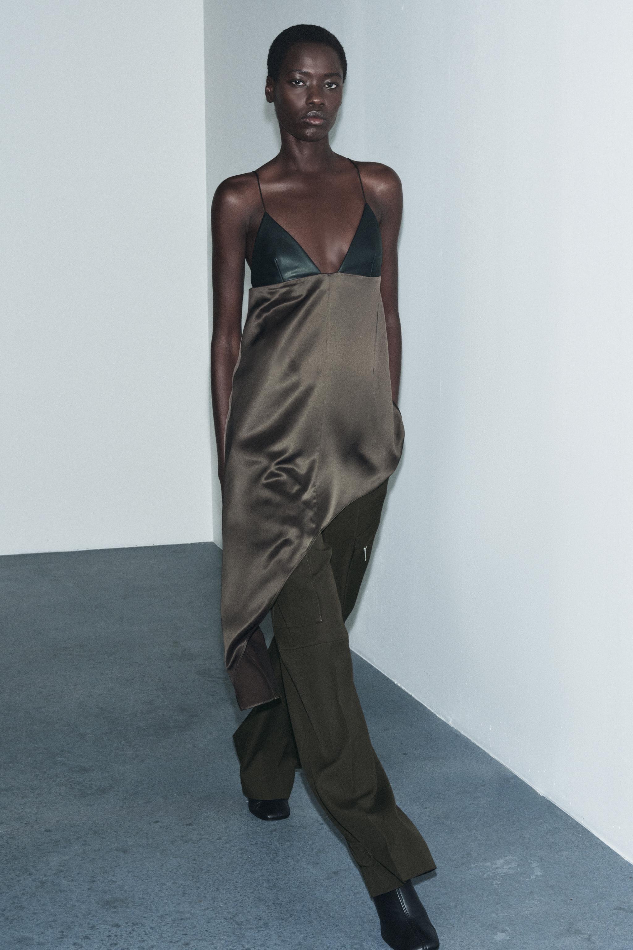 ASYMMETRIC COMBINED TOP ZW COLLECTION - Chocolate | ZARA United States