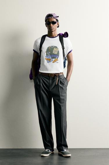 Zara CONTRAST PRINT T-SHIRT - Oyster-white - Image 0