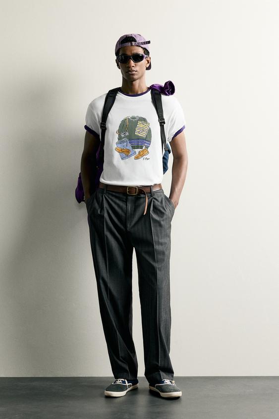CAMISETA ESTAMPADO CONTRASTE - Blanco roto de Zara - Imagen 0