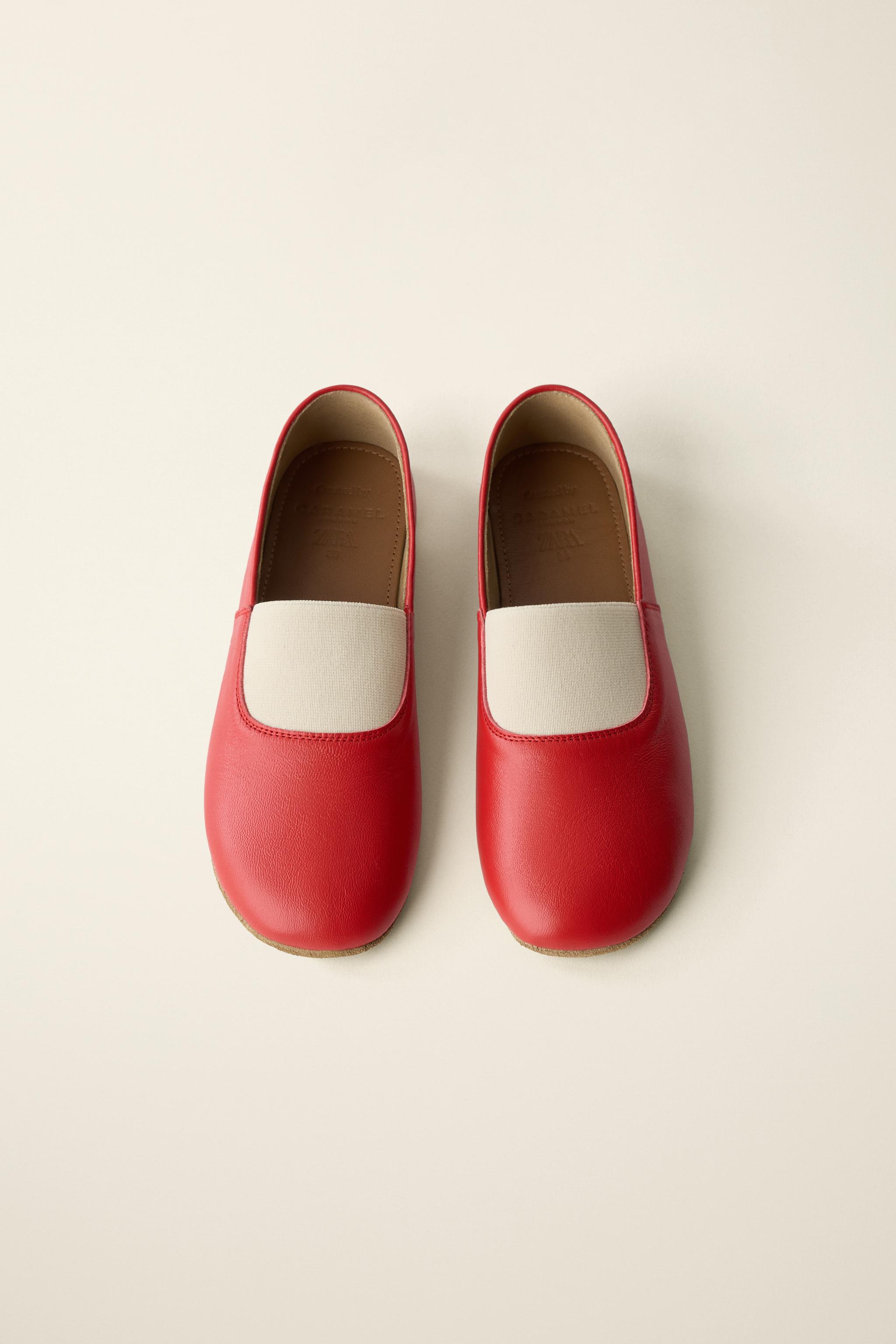 ZARA CARAMEL LONDON バレエシューズ　レッド 37 レザーバレエシューズ Created by Caramel London x Zara - レッド