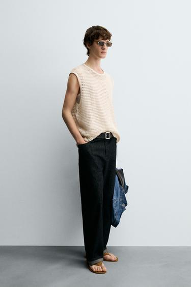 T-SHIRT STRUCTURE CROCHET - Écru de Zara - Image 3