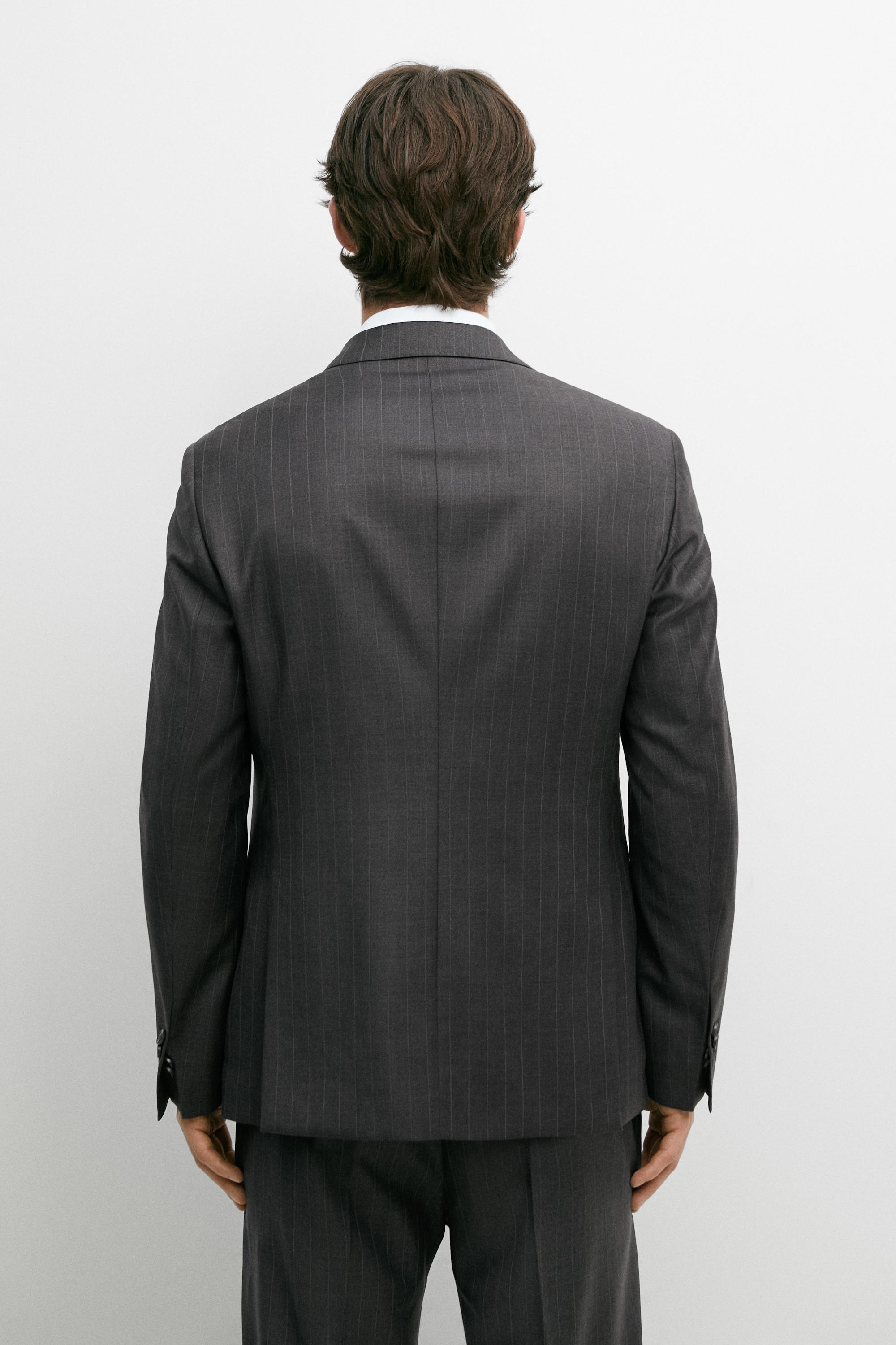 100% wool striped suit blazer