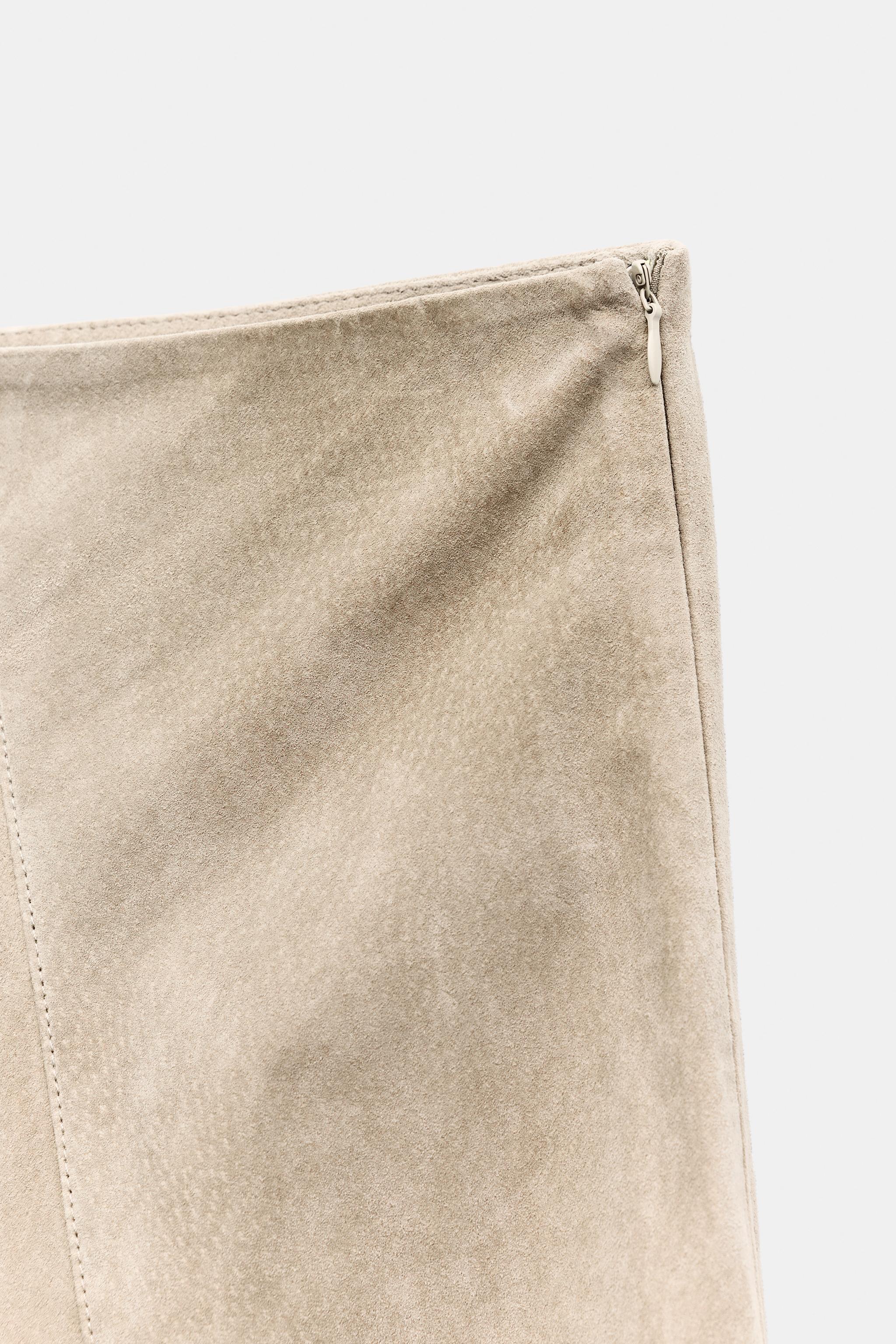 100% LEATHER MIDI SKIRT