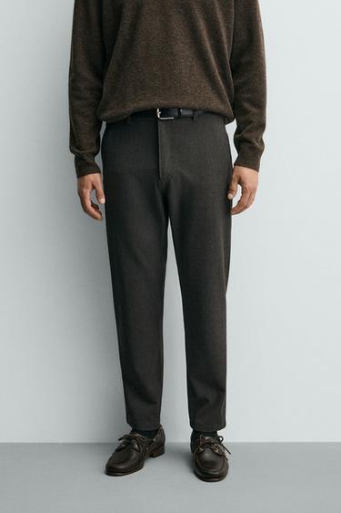 PANTALON CHINO STRUCTURÉ CONFORT - Marron chiné de Zara