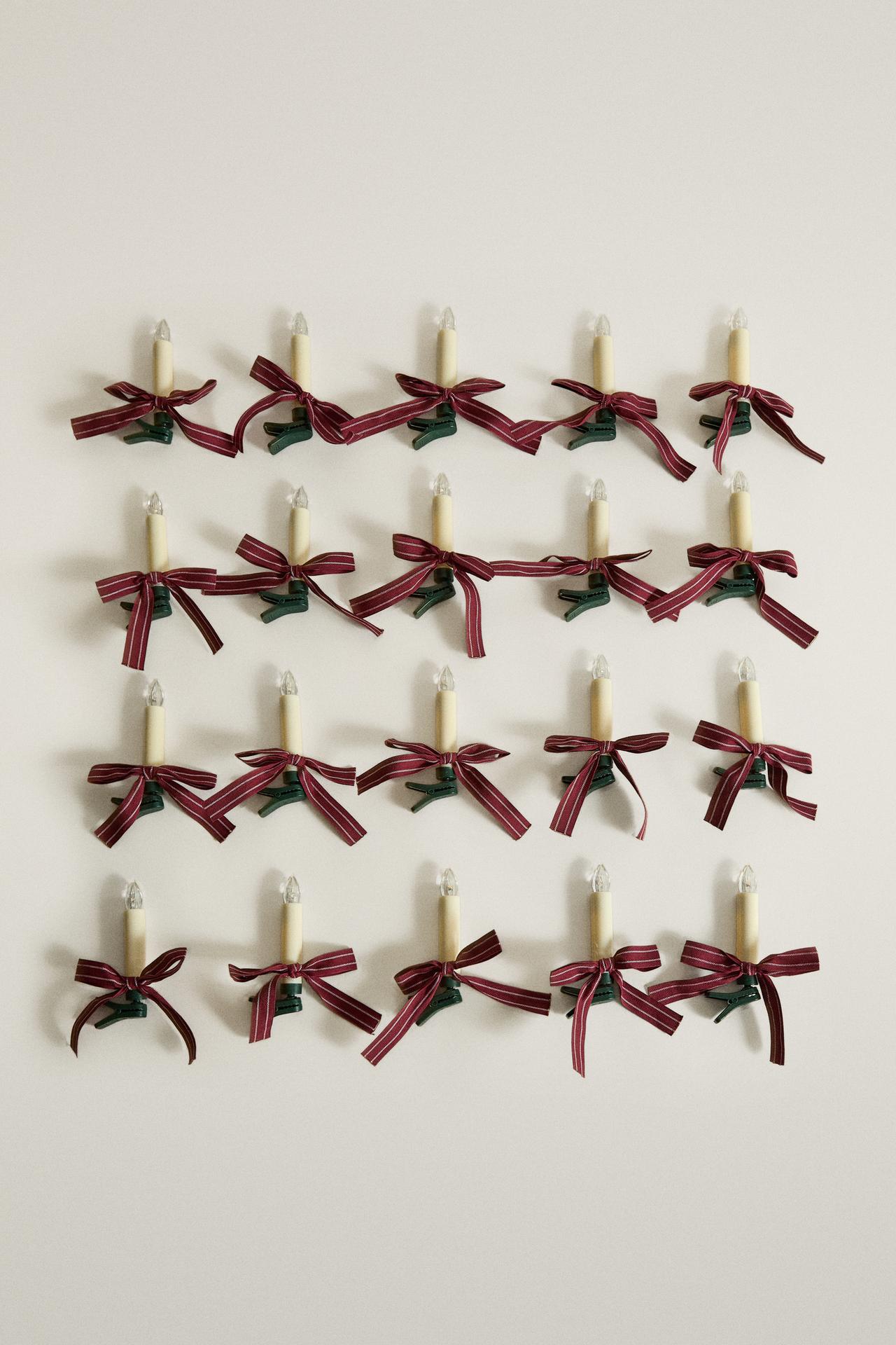 Decorative Christmas Tree Candle Light with Bow (Pack of 20)