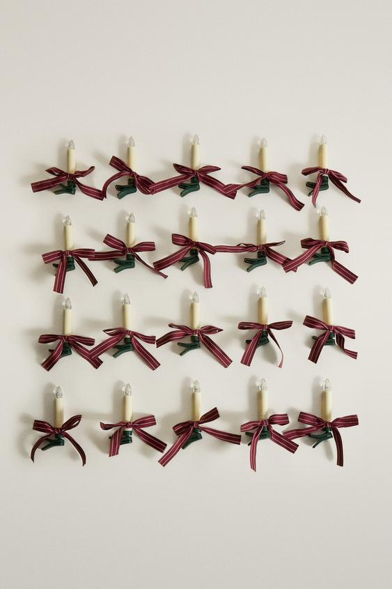 DEKORATIVE WEIHNACHTSBAUM-BELEUCHTUNG KERZE MIT SCHLEIFE (20ER-PACK) - Cremefarben von Zara - Bild 0