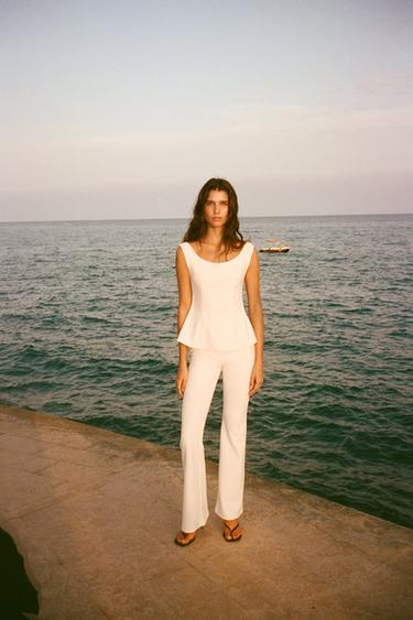 CREPE FLARE TROUSERS - White by Zara