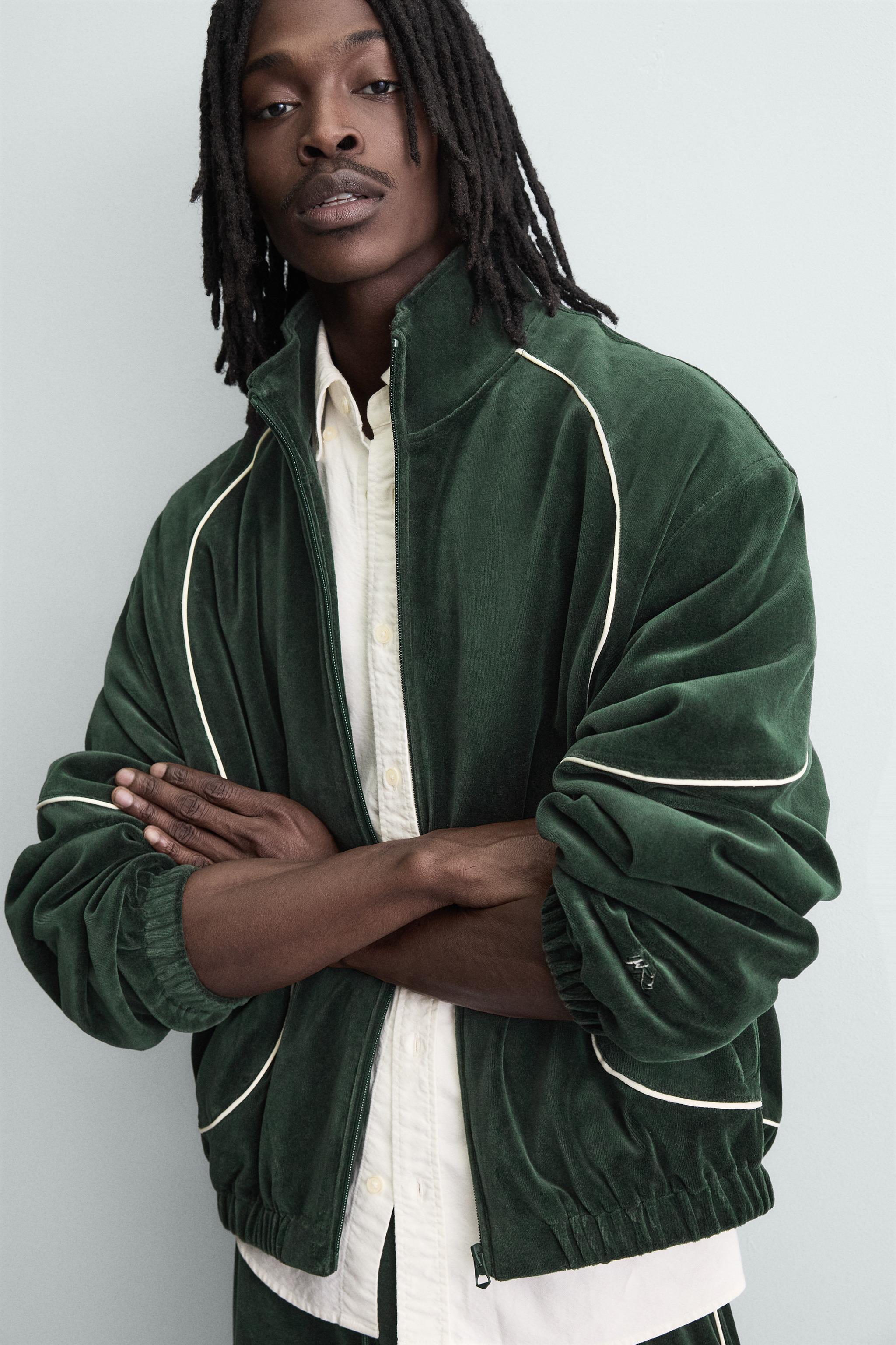 ベロアパイピングジャケット - グリーン | ZARA Japan / 日本
