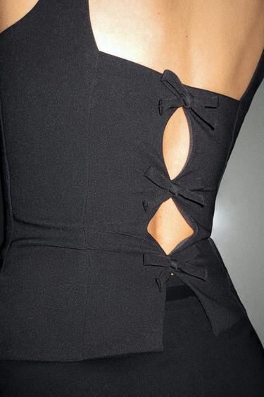 Zara BACK TIE TOP - Black