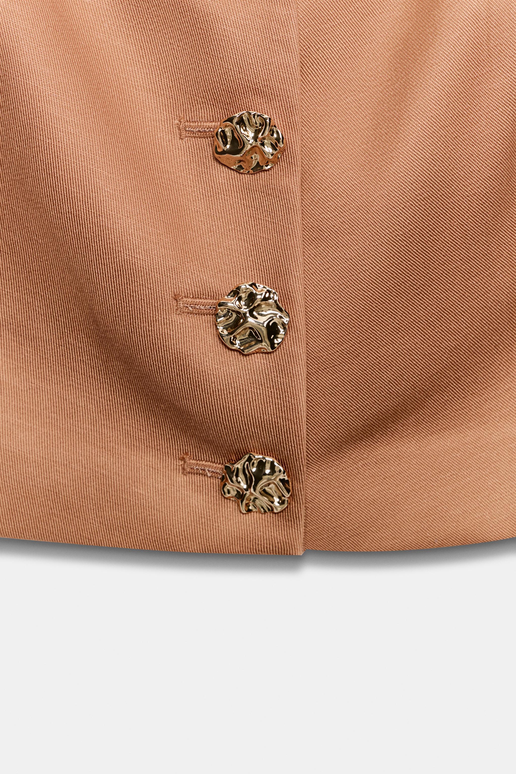 Женские жилеты Zara GOLD BUTTON CROPPED VEST — фото 8