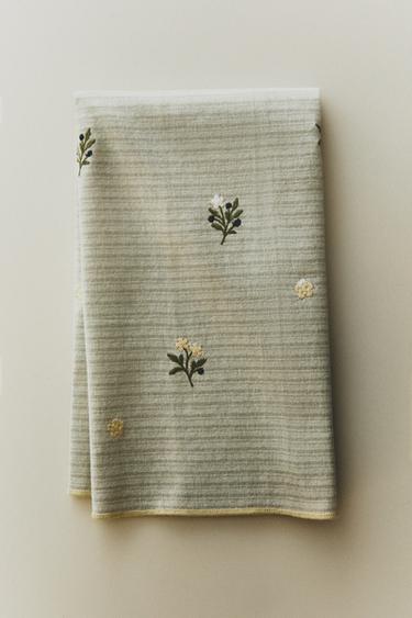 EMBROIDERED COTTON TEA TOWEL - GREENISH by Zara - Image 4