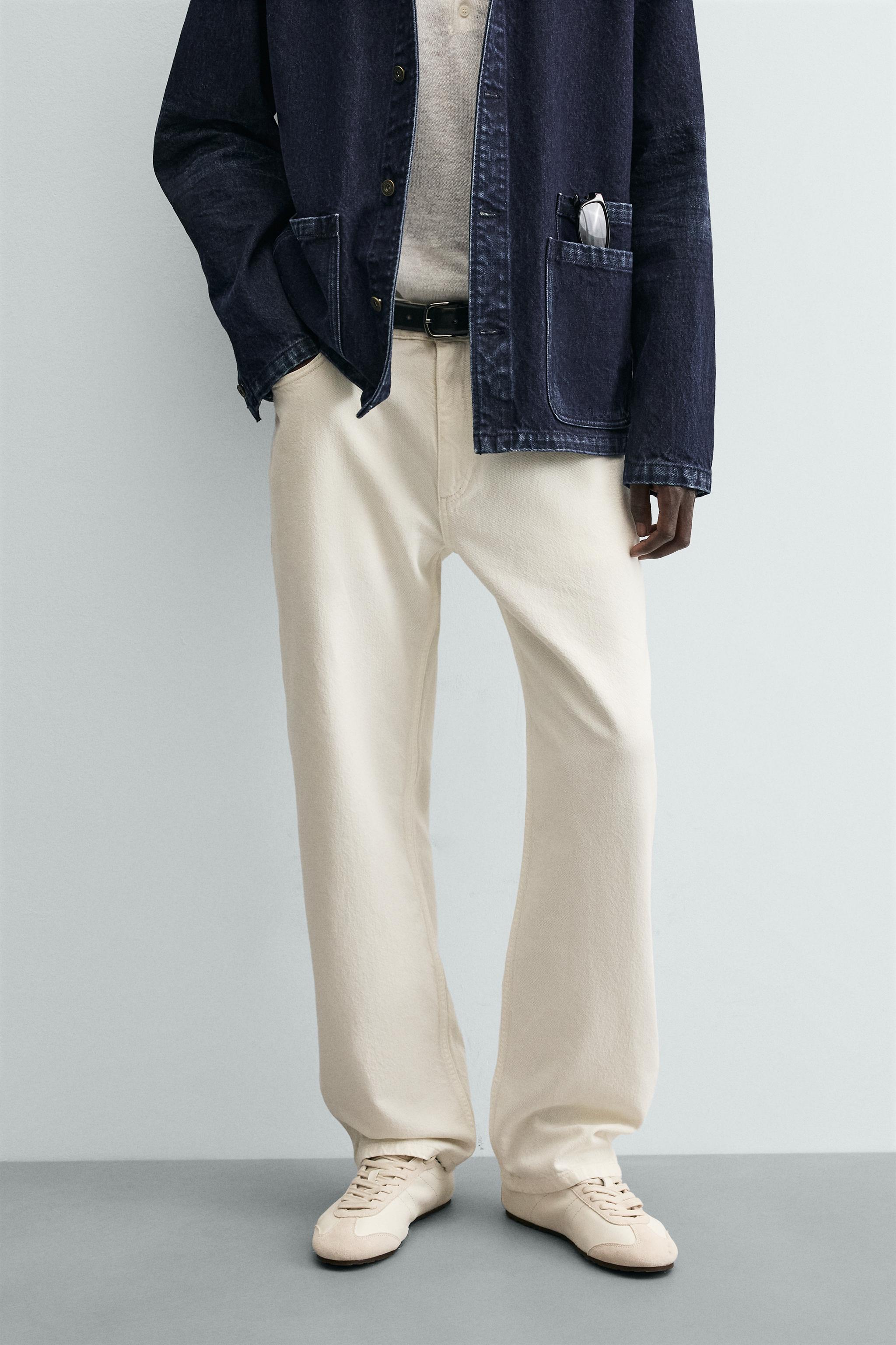 ストレートフィットコットンヘンプデニムパンツ - エクリュ | ZARA