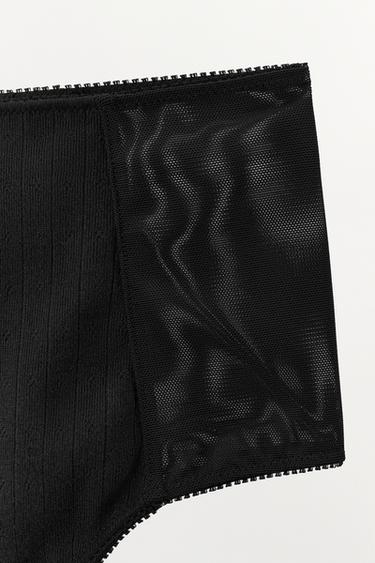 CULOTTE HAUTE COMBINÉE POINTELLE - Noir de Zara - Image 6