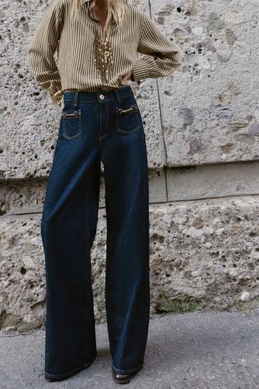 JEAN Z1975 JAMBE LARGE TAILLE MOYENNE CHAÎNES - Bleu de Zara - Image 1