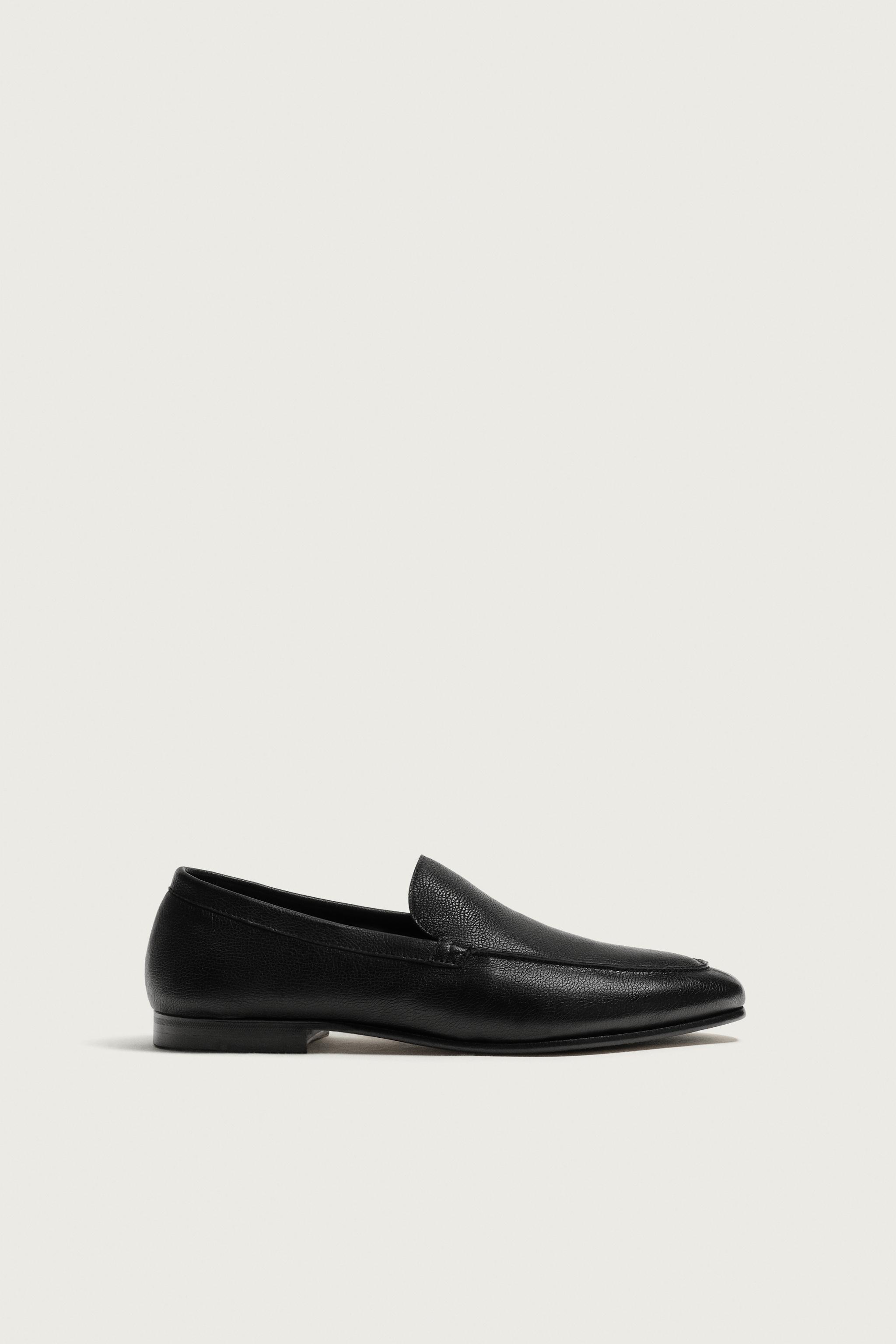 LEATHER DRESS LOAFERS — Black
