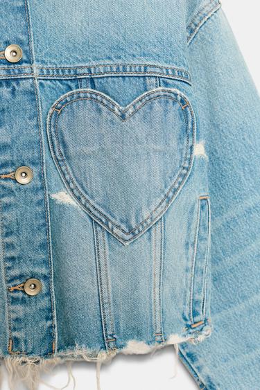 TRF DENIM JACKET WITH HEARTS - Blue by Zara - Image 6