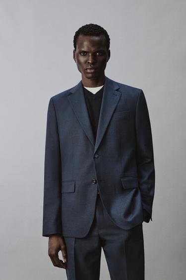 Zara PLAID SUIT BLAZER - Blue