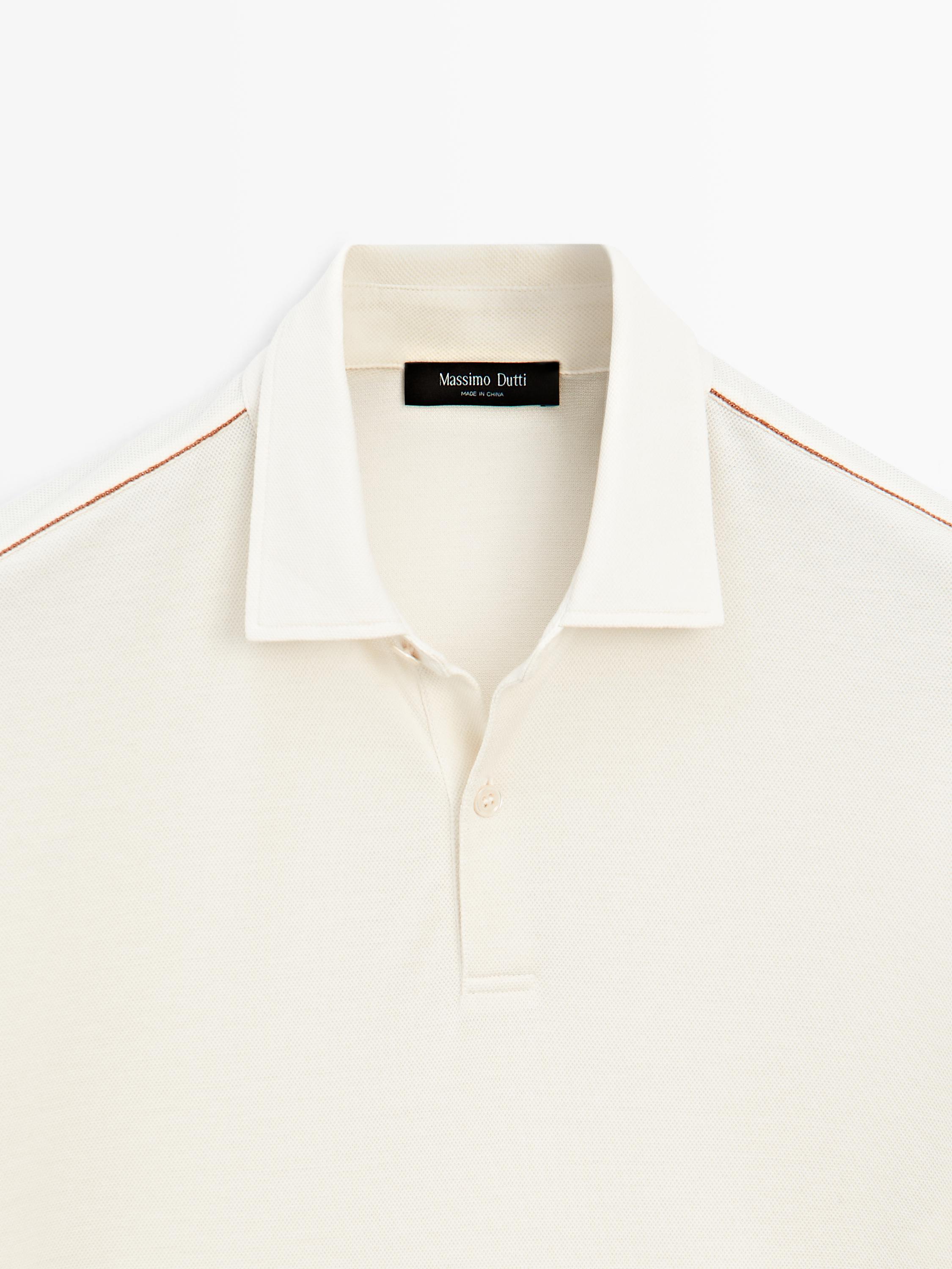 Short sleeve polo shirt with contrast seam detail