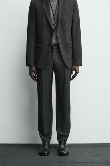 Zara PINSTRIPE SUIT PANTS - Anthracite Gray