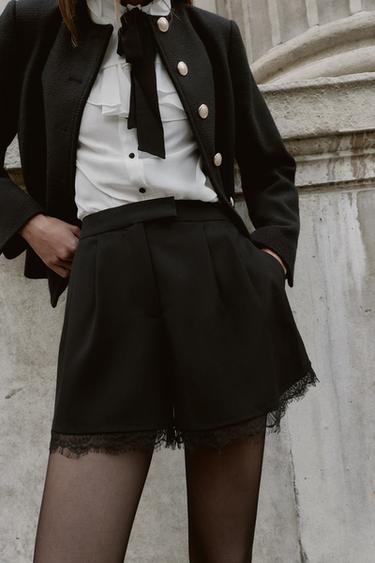 SHORT À DENTELLE - Noir de Zara - Image 3
