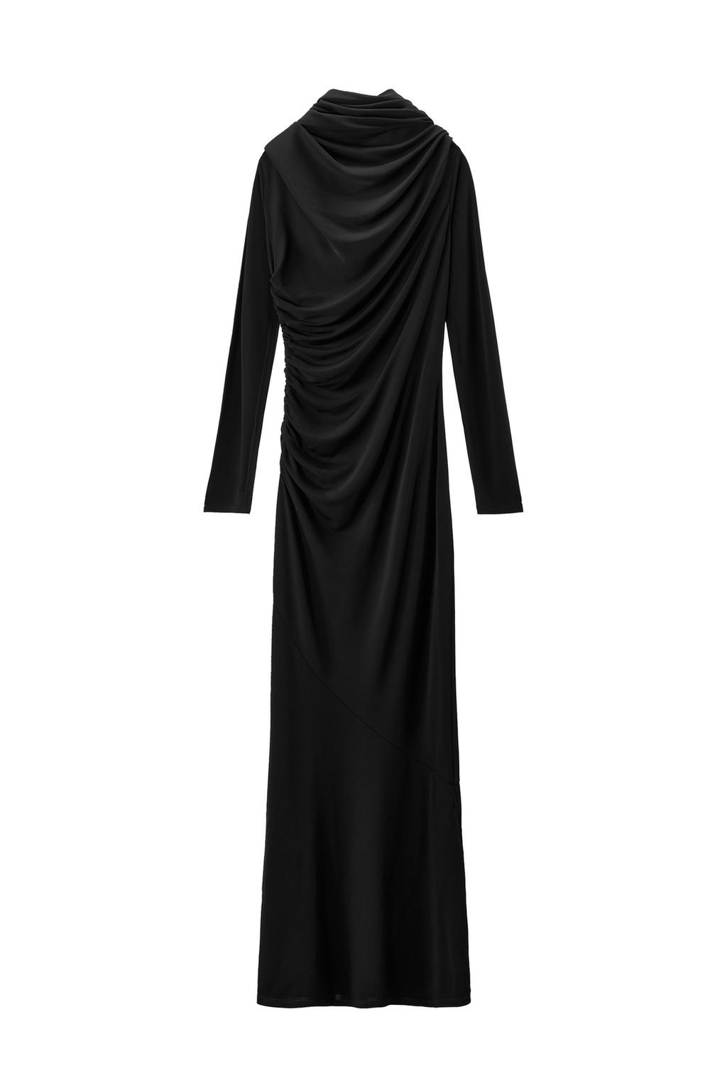 MULTIPOSITION COLLAR VISCOSE BLEND DRESS - image 3