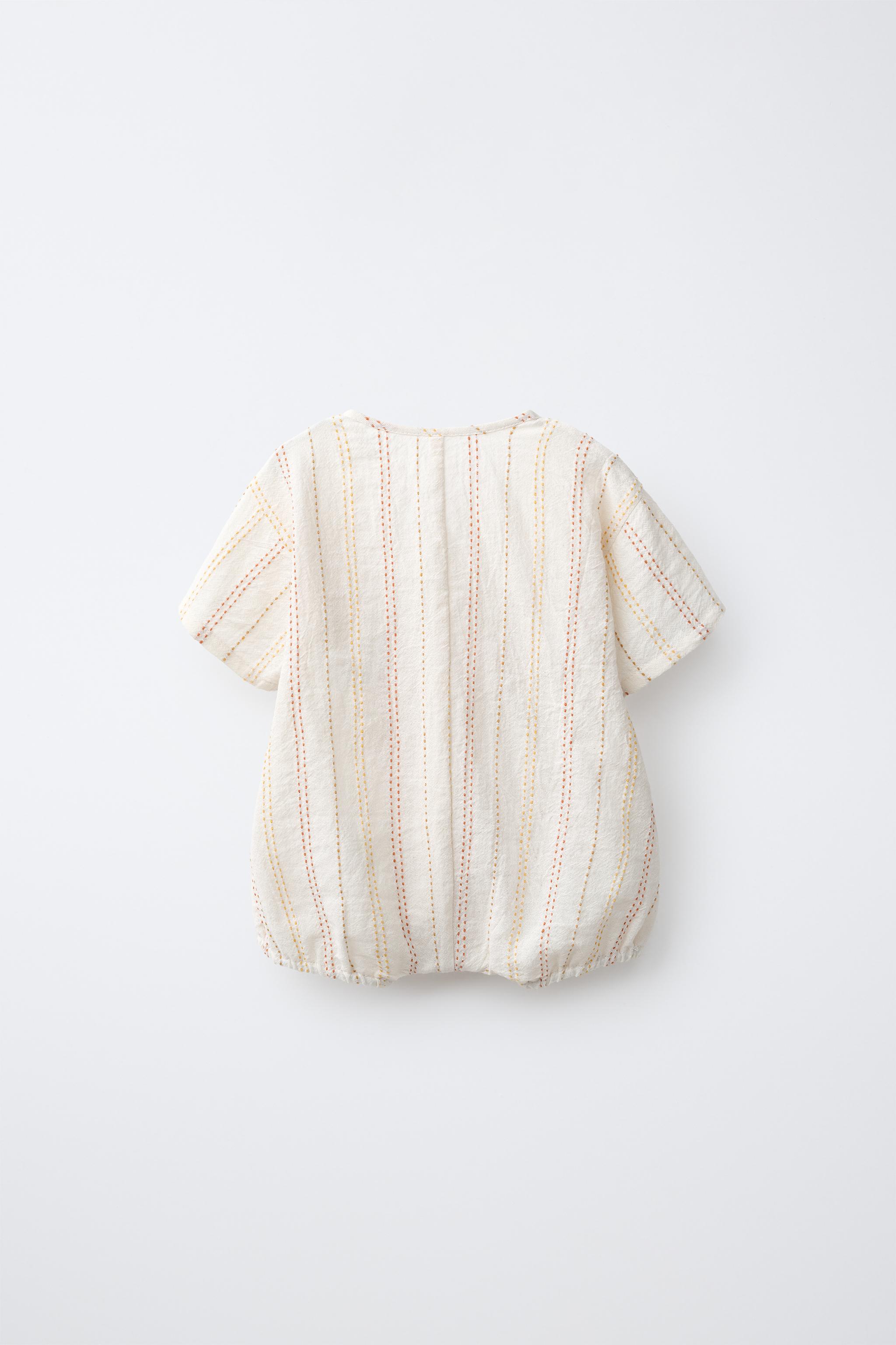 CONTRAST TOPSTITCHING KIMONO ROMPER