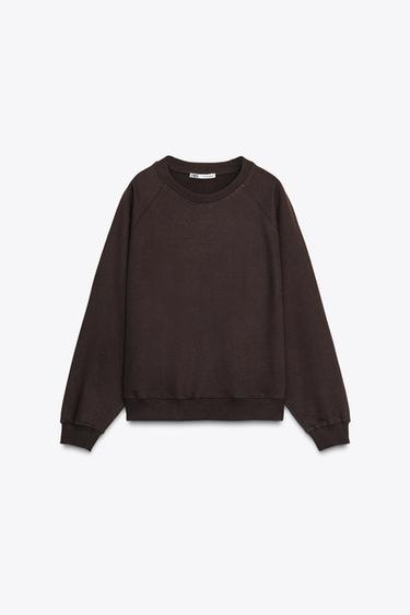Zara PLUSH SWEATSHIRT - Brown - Image 0