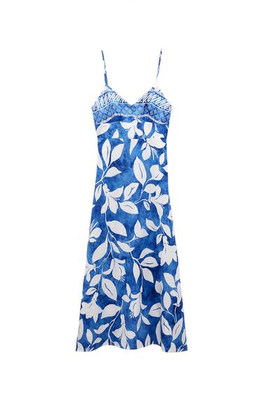 VESTIDO ESTAMPADO CON LINO