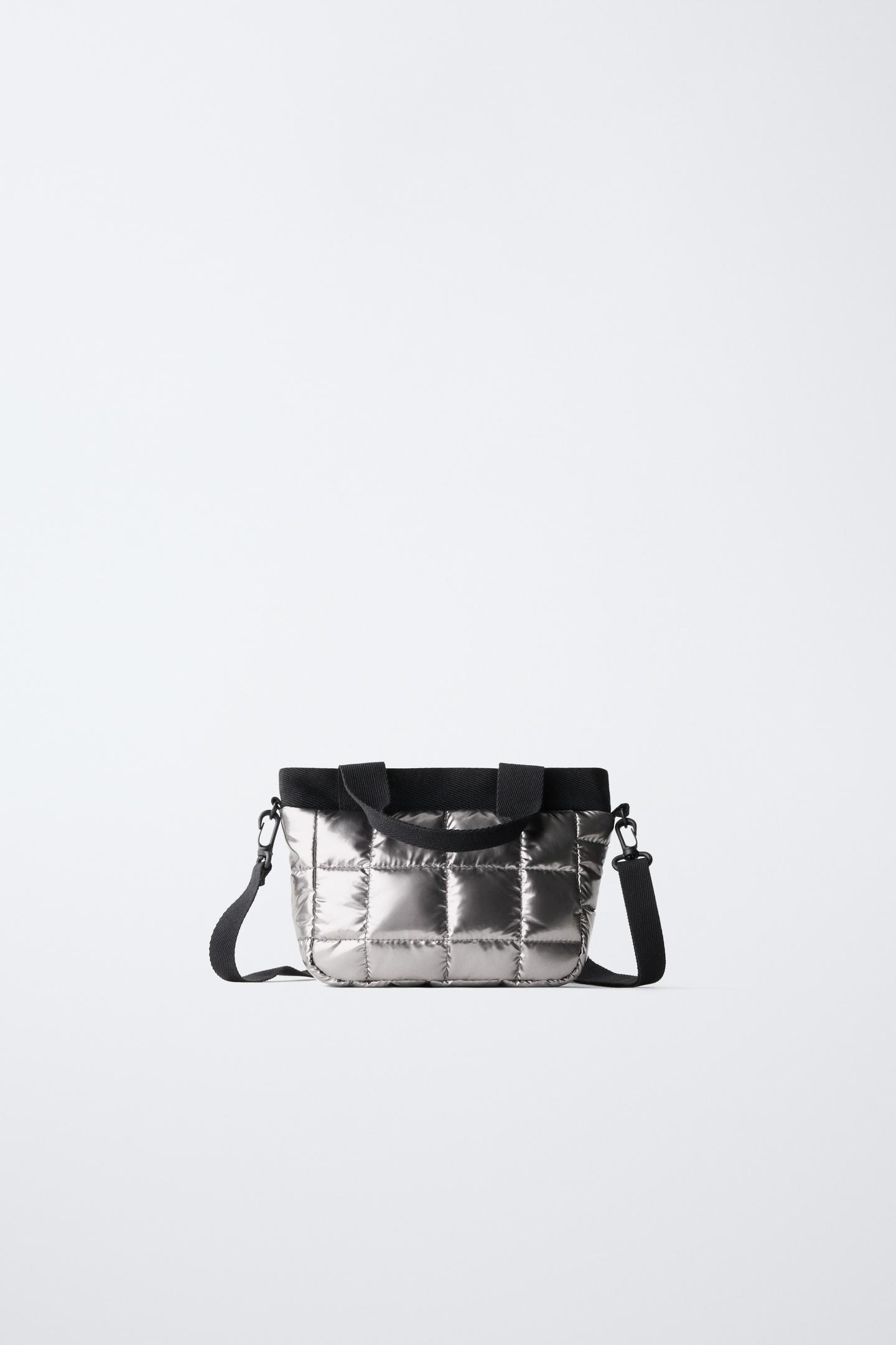 Детская сумка Zara Metallic Padded Crossbody, цвет: Серебряный — фото 4