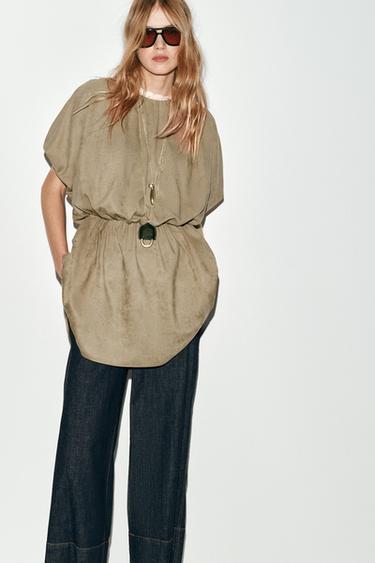 FAUX SUEDE SHORT DRESS - camel by Zara - Image 4