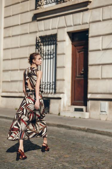 PRINTED MIDI DRESS WITH BELT - Multicoloured by Zara