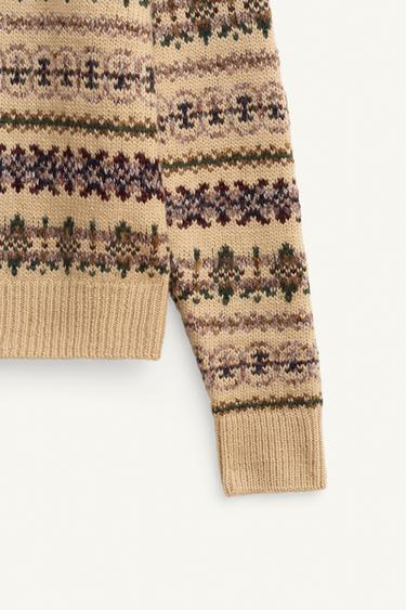 PULL EN JACQUARD GÉOMÉTRIQUE ÉDITION LIMITÉE - Beige de Zara - Image 7