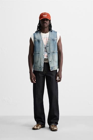 WASHED DENIM WAISTCOAT - Mid-blue by Zara - Image 0