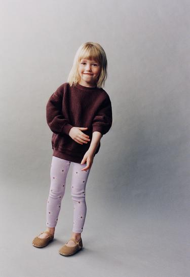 Zara RIBBED PRINTED LEGGINGS - Mauve