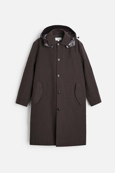 PARKA WITH DETACHABLE TRIM - Dark brown by Zara