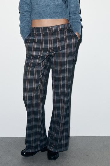 CHECK TROUSERS - Blue grey by Zara